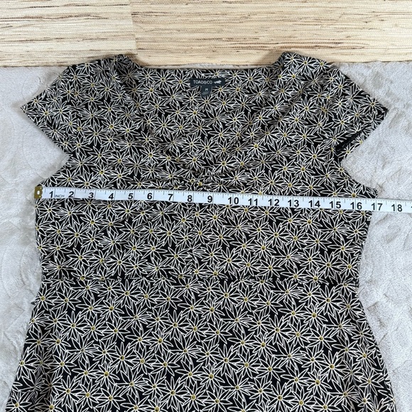Toad&Co Womens Black Daisy Floral V Neck Short Sleeve Dress Size M Eco Blend - Picture 9 of 15
